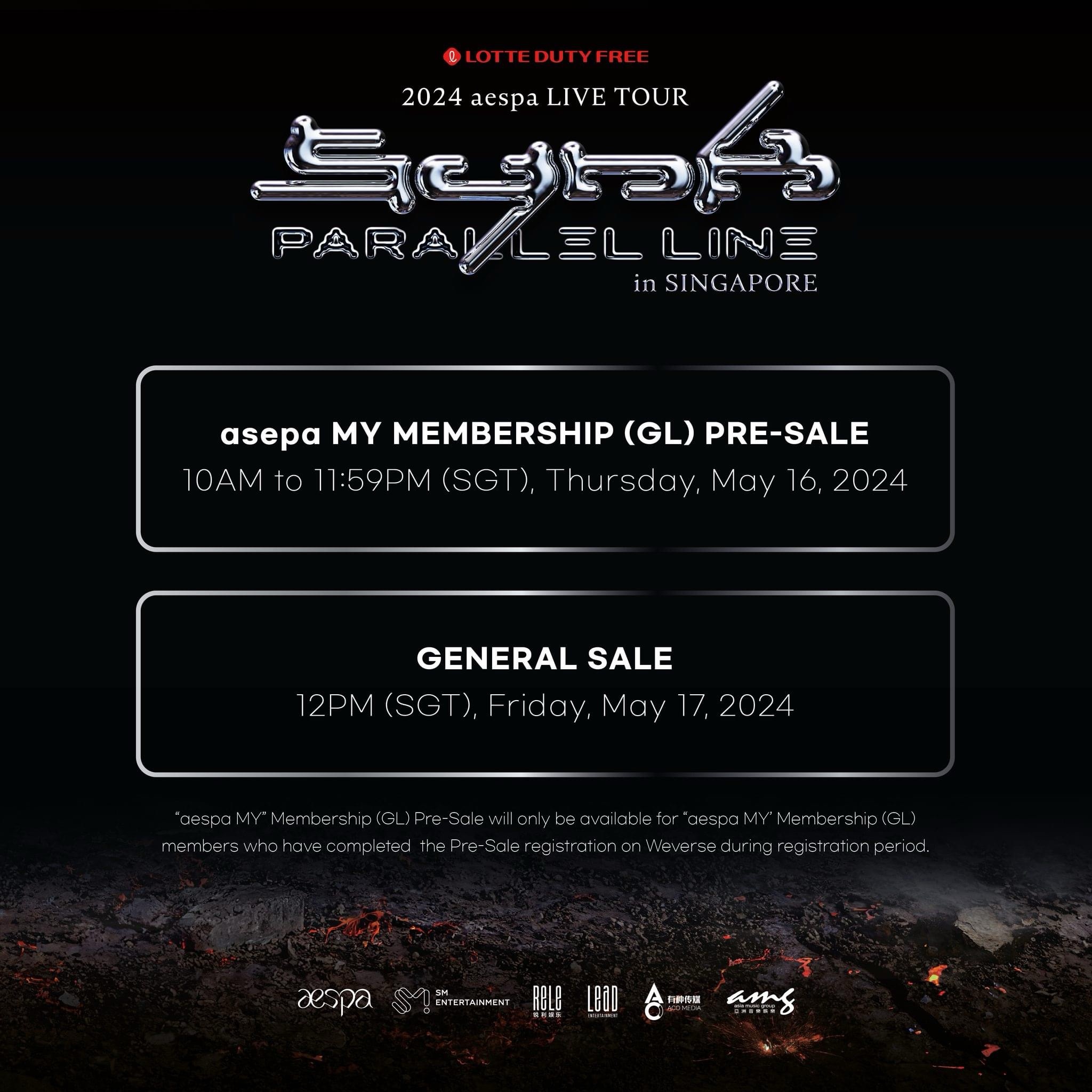 UPDATED] 2024 aespa LIVE TOUR – SYNK : PARALLEL LINE in Singapore